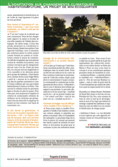 Article sur l’adaptation au réchauffement climatique avec un projet de mini écoquartier. 