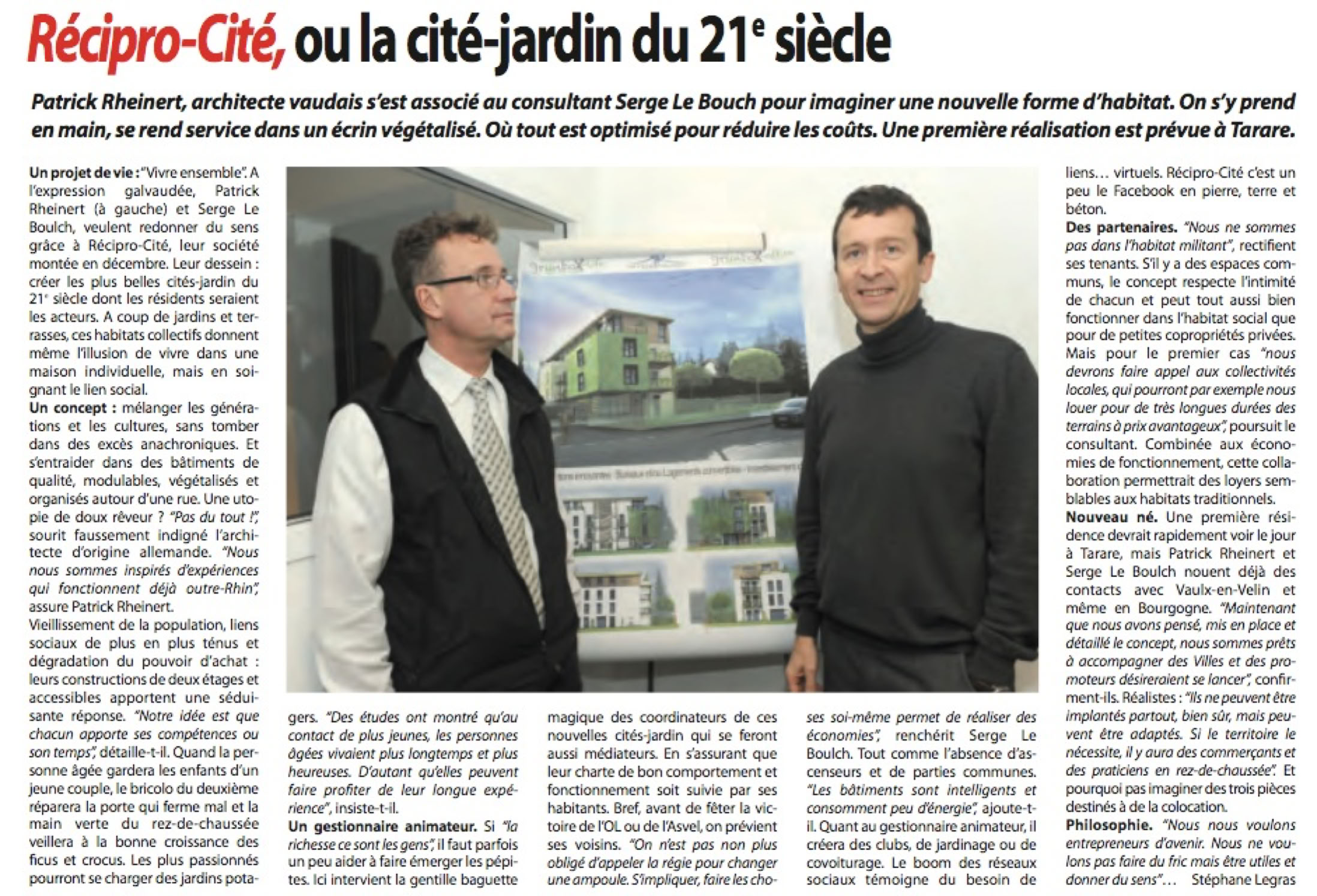 Article sur la cité-jardin du 21ème siècle récipro-cité.