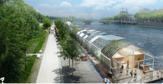 From the project's perspective, the barge is moored along the banks of the Rhône near Bellecour.
