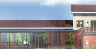 Façade d'ambiance de l'extension.