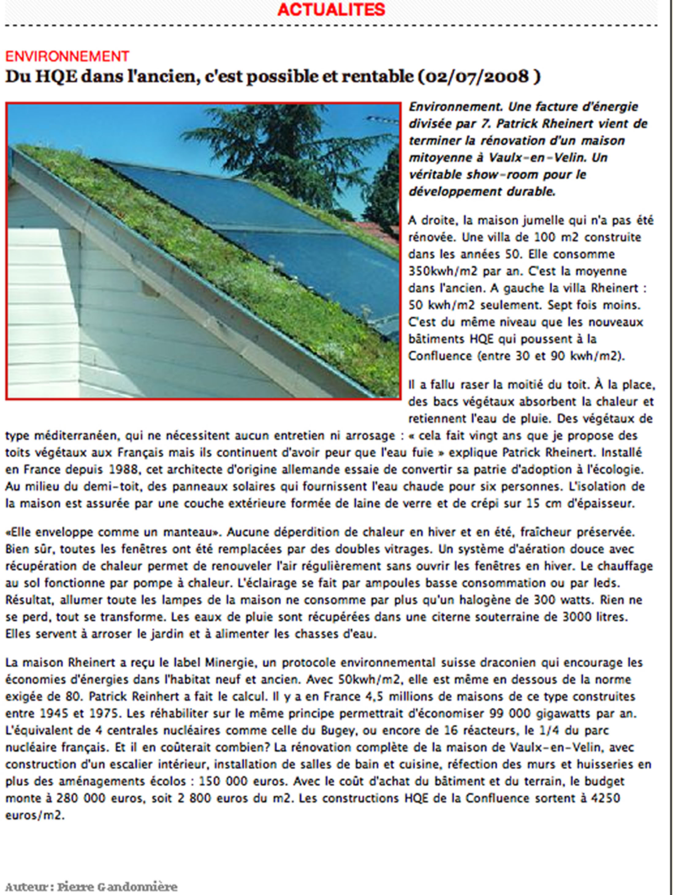 Article sur un bâtiment ancien devenu bâtiment HQE.