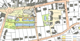 Plan de principe de fonctionnement du projet dans son contexte de village. 