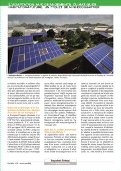 Article sur l’adaptation au réchauffement climatique avec un projet de mini écoquartier. 