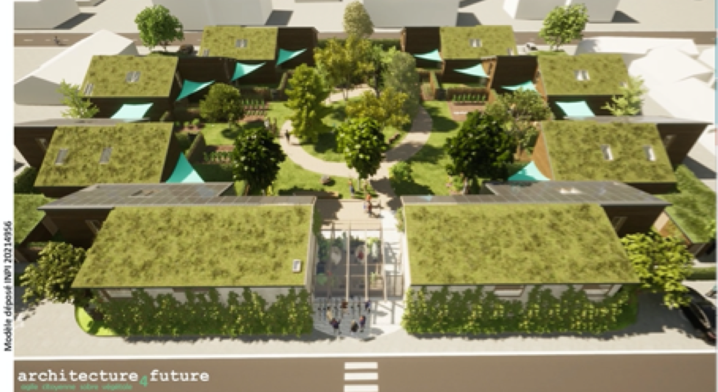 Perspective du projet "éco-loger". Un ensemble de logements fonctionnant en éco-quartier.