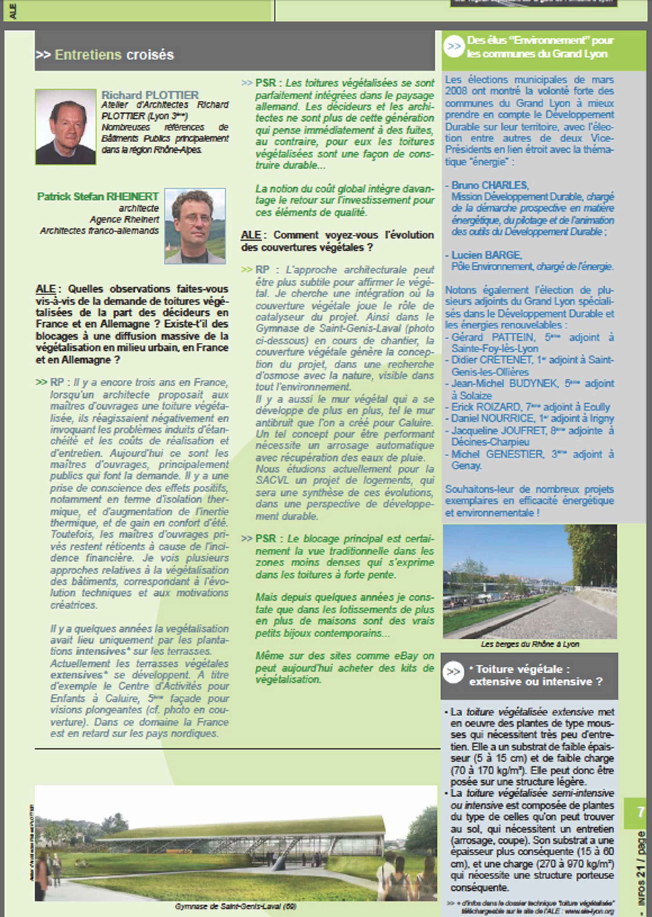 Artcile sur un entretien à propos des toitures végétalisées.