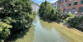 Photo of the river that runs through the valley: the Gère. The valley's industrial development was fuelled by its hydroelectric power.