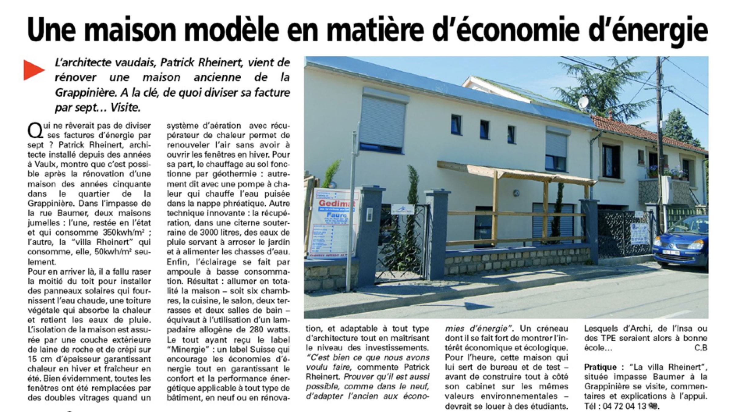 Article sur une maison modèle en matière d'économie d'énergie.